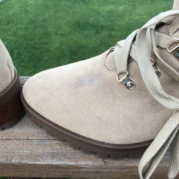 Karl Lagerfeld pearl and gold stud embellished leather lace up boots, size 10 - Picture 10 of 15